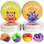 THE TWIDDLERS - 4 Smart Colour Changing Putty, Heat Reactive Slime in Lid Pots with 2 Mini UV Torch - Premium Kids DIY Slime, Art Activity Toy Gift Set for Party Favours Bag Fillers