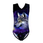 Babrukda Wolf Design Girls Summer Pool Beach Swimwear Bodysuits One Piece 11-12