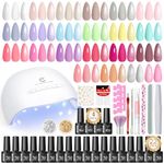 PEACECOLOR Gel Nail Polish Set, 39 PCS Gel Nail Kit with U V Lamp 22+4 Colours White Pink Yellow Gels Polish Set with Base and Top Coat Manicure Tools Nail Salon Sets DIY at home Gifts for Women