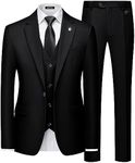 MAGE MALE Mens Suits Slim Fit 3 Piece Tuxedo Suit One Button Solid Prom Wedding Party Blazer Vest Pants Set with Tie Black