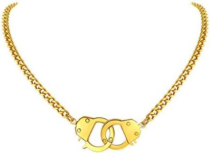 FindChic 18K Gold Plated 16inch Handcuffs Chain Partners in Crime Choker Necklace for Women Goth Jewelry