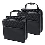 INZSASO Car Back Seat Organizer, Hanging PU Leather Car Storage Bag, Compatible with Most Vehicles Interior Accessories Organizer (Black(2Pack))