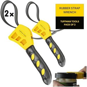 Oil Filter Wrench Set - 2pcs, Use as Jar Opener, Pipe Wrench, Rubber Strap Wrenches Used by Mechanics, Plumbers