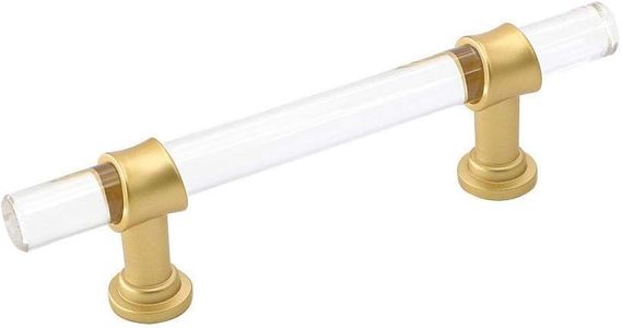 Goldenwarm 30 Pack 10 Inch Matte Gold Cabinet Pull Clear Acrylic Furniture Hardware Glass Cabinet Hardware for Kitchen Cupboard Bathroom