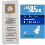 DVC Replacement Vacuum Bags for Panasonic Upright, Bernina Evolution 6000 Series Uprights and Prestige EZT Models - Compare to Panasonic Style U, U-3, U-6 bags | Includes 12 Standard Vacuum Bags