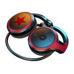 FAOONNMY Wireless Bluetooth 5.0 Headphones, Ear Hook Sport Headset with Noise Cancelling Microphone, Support TF Card & FM Radio, Foldable Stereo MP3 Earphones Wireless for Office Running Gym Red