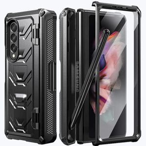 ELEPIK Armour Series Case for Samsung Galaxy Z Fold 4 (2022), Full-Body Dual Layer Rugged Case with Built-in S Pen Holder & Screen Protector & Kickstand & Hinge Protector & Wireless Charging (Black)