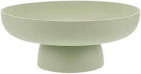 Luxshiny Footed Fruit Bowl, 26CM Fruit Plate Serving Tray Decorative Pedestal Bowl with Draining Holes for Fruit Vegetable Snack Candy (Green)