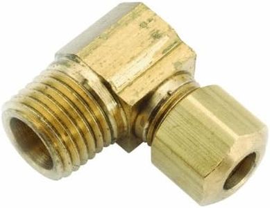 Anderson Metals 50069 Brass Compression Tube Fitting, 90 Degree Elbow, 5/8" Tube OD x 1/2" NPT Male Pipe