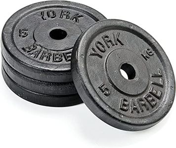 York Fitness Cast Iron Weight Plates fit all standard 1 inch diameter bars - Dumbbell Weights Set Perfect for Bodybuilding Weight Lifting Home Gym Equipment - 4x5 Kilograms, Black