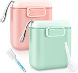 2Pcs Baby Milk Powder Dispenser,800ML Formula Dispenser Set, Baby Storage Container with Scoop and Sealed Silicone Ring Cover, Snack Storage Container, Easy Store and Carry, BPA Free(Pink&Green)