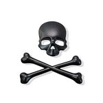 TINYPONY® Black Motorcycle Skull Bone Emblem Metal Decal 3D Sticker for Suzuki Kawasaki Harley Yamaha Honda