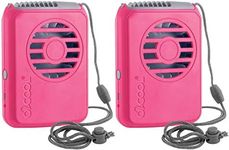 O2COOL Rechargeable Necklace Fan - Portable Hanging Neck Fan with Adjustable Lanyard - 3 Speed Vertical Air Flow – Micro USB Charging Cable Included (Raspberry, 2)