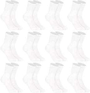 L&K-II 12 Pares Calcetines largos Hombre& Mujer Calcetines Deporte Business Unisex Basic 2027 Blanco 43-46