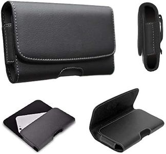 WHITBULL Leather Anti Theft Cellphone Belt Loop Holster Magnetic Cover for Mobile 6.0 inch Phone Holder - Black