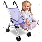 Doll Stroller Toy Anivia Realistic Doll Stroller Heart Design Gifts for Toddlers and Girls Foldable Baby Doll Stroller Toy (DB102pur)