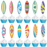 Blumomon 36Pcs Surfboard Cupcake Toppers Summer Surfing Cake Decorations Picks Surfboard Thems Summer Beach Party Birthday Baby Shower Party Supplies