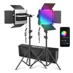 NEEWER Upgraded 660 PRO II RGB LED Video Light with App Control&Stand Kit, 2 Pack Constant 50W No Color Shift/1% Precise Min Dimming/360° RGB/CRI97+/3200K~5600K for Game Streaming YouTube Photography