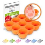 KIDDO FEEDO Baby Food Preparation & Storage Container Tray with Silicone Lid - BPA Free & FDA Approved - FREE E-book by Author/Dietitian - Orange