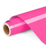 Permanent Vinyl for Cricut, 12"x4ft Hot Pink Self Adhesive Vinyl Roll for Cricut and Silhouette Cameo, Pink Vinyl for Party Decoration, Window Stickers, Home Decor