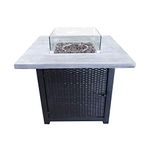 Teamson Home Propane Gas Fire Pit Table, Fire Pit with PVC Cover and Spark Screen, Smokeless Firepit, Outdoor Fire Pit with Lava Rocks, Stone Finish