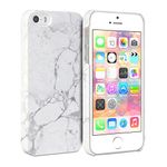 GMYLE iPhone 5S Case, Snap Cover Glossy for iPhone 5 / iPhone 5s / iPhone SE - White Marble II Pattern Slim Hard Back Case