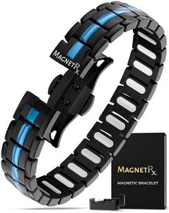 MagnetRX® Magnetic Bracelets for Men - EllipseMAX 5X Strength 5,000 Gauss Magnets - Designed in USA & Patent Pending - Premium Titanium Mens Magnetic Bracelet & Adjustable Length (Black & Blue Line)