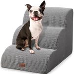 EzKamfort Dog Stairs for Small Dogs - Pet Stairs Dog Steps for Bed Couch, 3 Step Pet Steps Dog Stairs for Bed Small Dogs, Non-Slip Dog Ramp for Bed Dog Stairs Pet Steps for Dogs to Get on Bed