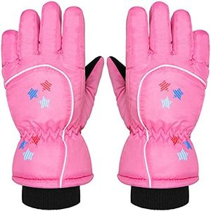 Kids Snow Ski Gloves Winter Waterproof Warm Snowboard Mittens for Girl and Boy (Pink,3-6 Years)