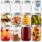 HEFTMAN Glass Mason Jars with Lids - Set of 12 500ml Air Tight Jars for Overnight Oats, Homemade Jam - Sturdy Glass Jar with Lid for Honey, Pickling, Preserving, Food Storage (500ml)