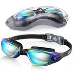 AEGEND Mirrored Swimming Goggles 2.0 No Leaking Anti Fog UV Protection Triathlon Swim Goggles Mirrored Coated with Free Protection Case for Adult Men Women Youth Kids Child, Black