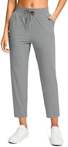 Petite Pants for Women Ankle Pants with 2 Pockets, Bright Grey, XS, 24"