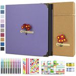 Vienrose DIY Scrapbook Photo Album Kit with Pens Tapes and Stickers 60 Pages Hardcover 12x12 Inches 3 Rings Removable Black Paper Scrapbooking for Lover Friends Kids Wedding Gift