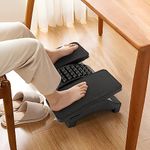 AKOZLIN Footrest Under Desk Massage Foot Rest with 2 Separate Foot Panels and Center Massage Roller Ergonomic Adjustable Office Footrest Non-Slip 20 Degree Tilt Angle Adjustment,Black