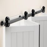 ZEKOO 60" Bifold Barn Door Hardware Track Kit Barn Door Bifold Closet Door for Four 14” Doors, Top Mount, Smoothly Quietly, Easy Install, I Shape Hanger(Doors not Included)