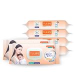 TULIPS Sensitive Baby Wet Wipes Peach Fruit Extracts+ Vitamin E, LID Pack (72 Wipes x 6 Pack)