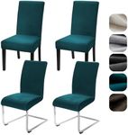 Alishomtll Dining Chair Covers Set of 4 Stretch Velvet Chair Covers for Dining Chairs Elastic Removable Chair Slipcovers Reusable Washable Chair Protector for Hotel Banquet Ceremony (Turquoise, 4pcs)
