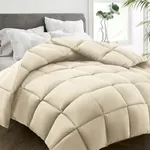 HYLEORY All Season California King Size Bed Comforter - Cooling Down Alternative Quilted Duvet Insert with Corner Tabs - Winter Warm - Machine Washable - Beige
