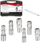 NORTOOLS 1-Inch HSS Annular Cutters with Weldon Shank 6 pcs Annular Cutter Set with Pilot Pin Work for Magnetic Drills Machine