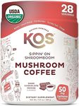 KOS Mushroom Coffee - USDA Certified Organic - Dark Chocolate Mocha Flavor - Mushroom Coffee Latte Powder with Reishi, Cordyceps, Lion's Mane, Chaga & Turkey Tail Mushrooms