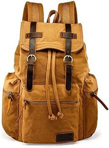 GEARONIC Vintage Canvas Backpack, Casual Daypack Backpacks for Men Women, 15inch Laptop Bag Travel Hiking Camping Rucksack, Yellow, Large, Rucksack Backpacks