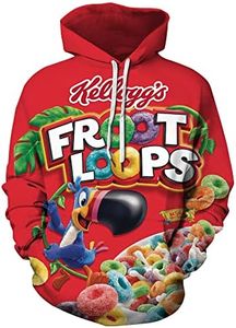 jcoocj Men's 3D Snacks Animals Printed Pullover Hoodie Baseball Uniform Hoodie Long Sleeve Pullover, Fruit Loops, Large-X-Large