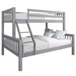 Blisswood Bunk Bed, Triple Bunk Bed, 4ft6 Double & 3ft Single Wooden Bunk Beds Solid Pine Wood Frame Wooden Bunk Beds With Ladder Triple Sleeper Kids Bunk Bed (Grey, L198cm x W143cm x H146)