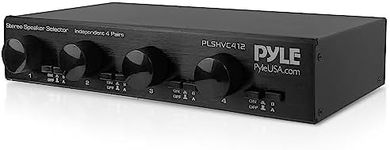 Pyle 4 Channel High Power Stereo Speaker Selector with Volume Control, Rugged and Durable Housing Construction, Cabinet Heat Sink, Plug and Play Easy Install