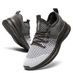 CAIQDM Mens Trainers Running Shoes Leisure Sneakers Mesh Walking Gym Tennis Shoes Lightweight Breathable Sports Outdoor Fitness Jogging Darkgrey 8 UK