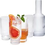 POWERLIX Ribbed Glassware with Pitc