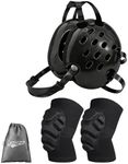 JHOFIF Wrestling Headgear, Youth & Adult Wrestling Gear with 5-Point Safety Strap System, 11 Vent Holes Ear Protection, Adjustable Size for Wrestling (Small, Wrestling Headgear+Knee Pads)