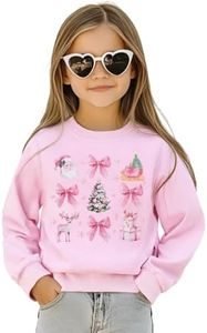 PNORATM Girls Christmas Sweatshirt Toddler Boys Girl Christmas Sweater Pink Xmas Tree Shirt Cute Santa Claus Bow Elk Long Sleeve Shirts