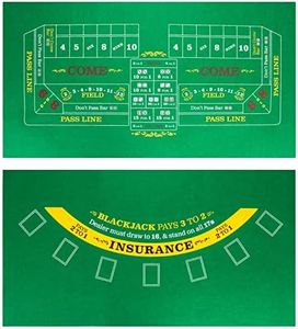 Brybelly Double-Sided Craps Table & Blackjack Casino Felt | Convenient, Space-Saving 36" x 18" Roll-up Casino Gambling Tabletop Mat | Smooth 2mm Mini-Felt for Coffee Table Craps & Blackjack