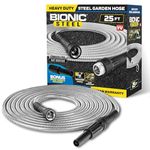 Bionic Steel 25 Ft Short Metal Garden Hose with Nozzle, Premium 304 Stainless Steel Metal Water Hose 25Ft, Flexible, Kink Free, Lightweight, Heavy Duty, Crush Resistant Fittings, 500 PSI, 2025 Model